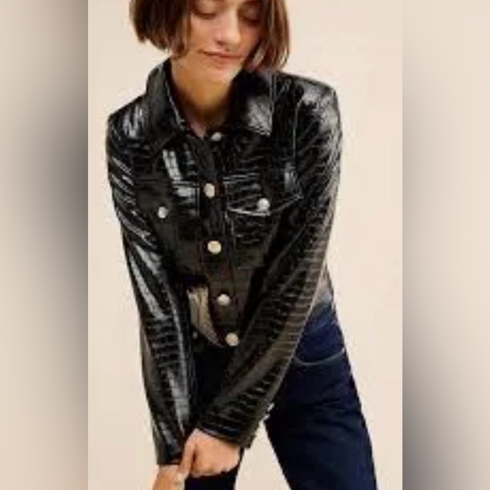 Avec les Filles Vegan leather croc lady jacket size M